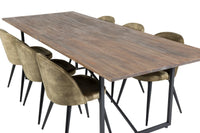 Spisegruppe Padang & Velvet 250 x 100 2-pakk – natur og grønn