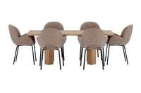 Spisegruppe Lillehammer & Florensa 200 x 90 + 2-pakk spisestoler – natur og brun