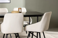 Spisegruppe rektangulær 200 x 90 + spisestol 2-pakk – svart og beige