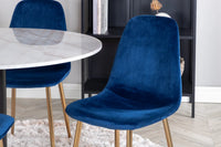 Spisebord Estelle & Polar rundt ⌀106 + 2-pakk spisestoler – hvit og blå