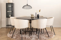 Spisegruppe rund ⌀140 – svart og beige