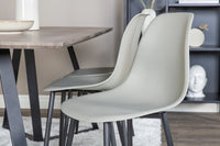 Spisestol Polar & Marina 2-pakk + spisebord rektangulært 180 x 90 – grå og natur