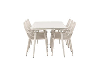 Spisebord Lina & Peking rektangulært 200 x 90 + Spisestol 2-pakk – beige