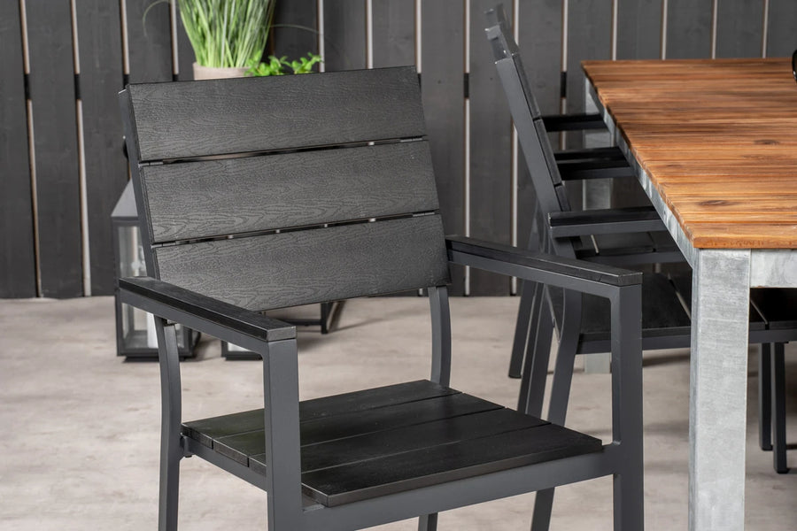 Spisestol Zenia 2-pakk – svart + Spisebord rektangulært 200 × 100 – natur