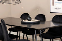 Spisegruppe Petra & Polar 190 x 90 + spisestol 2-pakk – svart