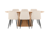 Spisestol Night & Stjärnö 2-pakk + Ovalt spisebord 200 x 90 – beige og natur