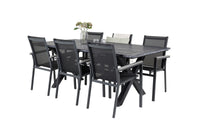 Spisestol Parma & Rives 2-pakk og rektangulært spisebord 200 × 100 – svart