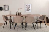 Spisegruppe Uno & Velvet rektangulært 200 x 90 + spisestol 2-pakk – natur og beige