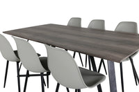 Spisestol Polar & Marina 2-pakk + spisebord rektangulært 180 x 90 – grå og natur