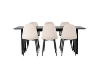 Spisestol Polar & Vail 2-pakk beige + rektangulært spisebord 200 × 100 – svart