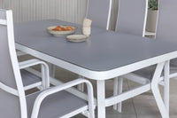 Spisebord Virya & Copacabana 200 × 100 + reclinerstol 2-pakk – hvit og grå