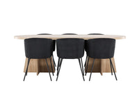 Spisestol Berit & Bootcut + Ovalt spisebord 230 x 115 – svart og natur