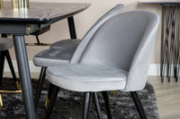 Spisegruppe Gold & Velvet 180 x 85 + 2-pakk – svart og grå