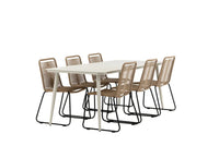 Spisebord Lina & Lindos 200 x 90 + Spisestol 2-pakk – beige og brun