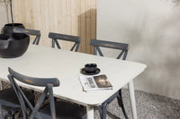 Spisebord Lina & Tablas rektangulært 200 x 90 – beige + spisestol 2-pakk – mørkegrå