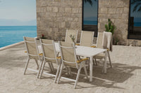 Spisegruppe Giardini & Panama 200 x 90 + posisjonsstol 2-pakk – beige