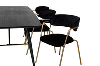 Spisestol Arrow & Gold 2-pakk + Spisebord rektangulært 180 x 85 – svart