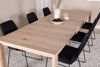 Spisegruppe Slider & Muce 170 x 95 + 2-pakk spisestoler – whitewash og svart