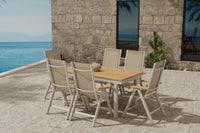 Posisjonsstol Panama 2-pakk – beige + rektangulært spisebord 160 x 90 – natur