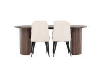 Spisegruppe oval 200 x 90 2-pakk – mocca og beige