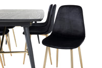 Spisebord Gold & Polar rektangulært 180 x 85 + spisestol 2-pakk – svart