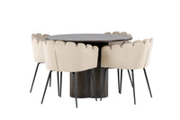 Spisegruppe Limhamn & Olivia rund ⌀110 – beige og mokka