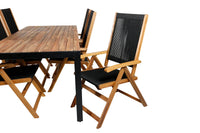 Spisestol Little John 2-pakk – svart + Spisebord rektangulært 205 x 90 – natur