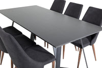 Spisestol Leone & Marina 2-pakk + rektangulært spisebord 180 x 90 – svart
