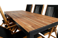 Spisestol Little John 2-pakk – svart + Spisebord rektangulært 205 x 90 – natur
