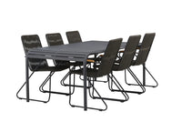 Spisegruppe Borneo & Bois 200 × 100 med 2-pakk spisestoler – svart og mørkegrå