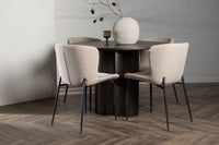 Spisegruppe Modesto & Olivia 2-pakk + Rund Spisebord ⌀110 – beige og mokka