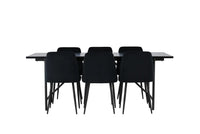 Spisebord Astrid & Night 200 x 90 + spisestol 2-pakk – svart