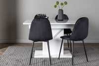 Spisestol Polar & Pluto 2-pakk – svart + Rektangulært spisebord 120 x 90 – hvit