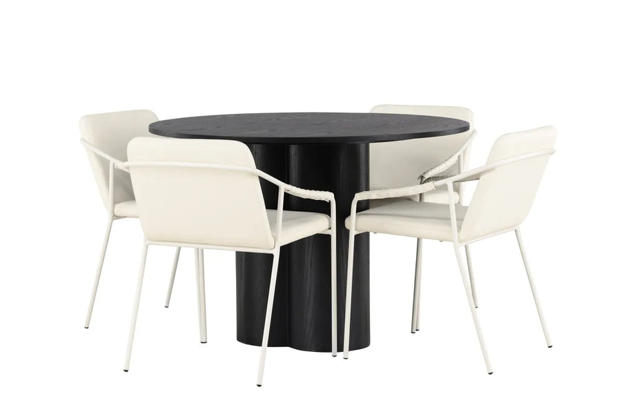 Spisegruppe Olivia ⌀110 2-pakk – svart og beige