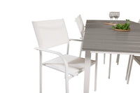 Spisebord Levels & Santorini rektangulært 229 × 100 + spisestol 2-pakk – hvit