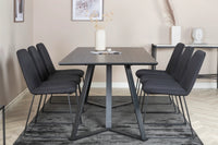Spisestol 2-pakk + rektangulært spisebord 180 x 90 – svart