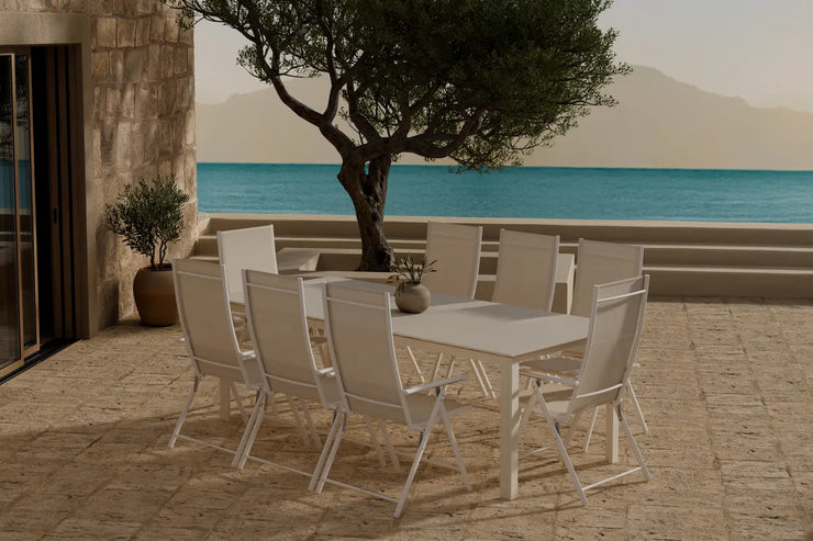 Spisegruppe Levanzo & Levels posisjonsstol 2-pakk + rektangulært spisebord 229 × 100 – beige