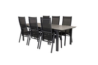 Spisebord Levels & Copacabana 229 × 100 + liggestol 2-pakk – svart