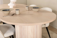 Spisebord ovalt 200 x 90 + Spisestol 2-pakk – hvitvasket og krem