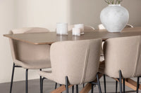 Spisestol Modesto & Piazza 2-pakk + Spisebord rektangulært 180 x 90 – beige og mocca
