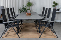 Posisjonsstol Albany & Levels 2-pakk + Rektangulært spisebord 229 × 100 – svart
