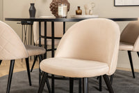 Spisebord rundt ⌀140 – svart + spisestol 2-pakk – beige