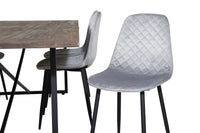 Spisebord Padang & Polar rektangulært 250 x 100 + spisestol 2-pakk – natur og grå