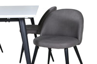 Spisegruppe Jimmy & Velvet 150 x 90 med 2-pakk spisestoler – hvit og grå
