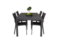 Spisestol Parma & Marbella 2-pakk + Rektangulært spisebord 160 x 100 – svart