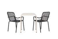 Kafégruppe Borneo & Peking 70 x 70 + 2-pakk spisestoler – beige og svart