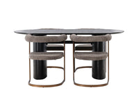 Spisegruppe Isolde & Morning oval 180 x 90 + spisestol 2-pakk – svart og brun