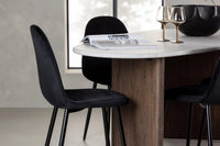 Spisestol Polar & Grönvik 2-pakk + Spisebord ovalt 180 x 90 – svart og lys grå