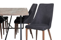 Spisestol Leone & Padang 2-pakk – svart + rektangulært spisebord 250 x 100 – natur