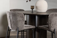 Spisestol Modesto & Olivia 2-pakk + Rundt spisebord ⌀110 – brun og mocca